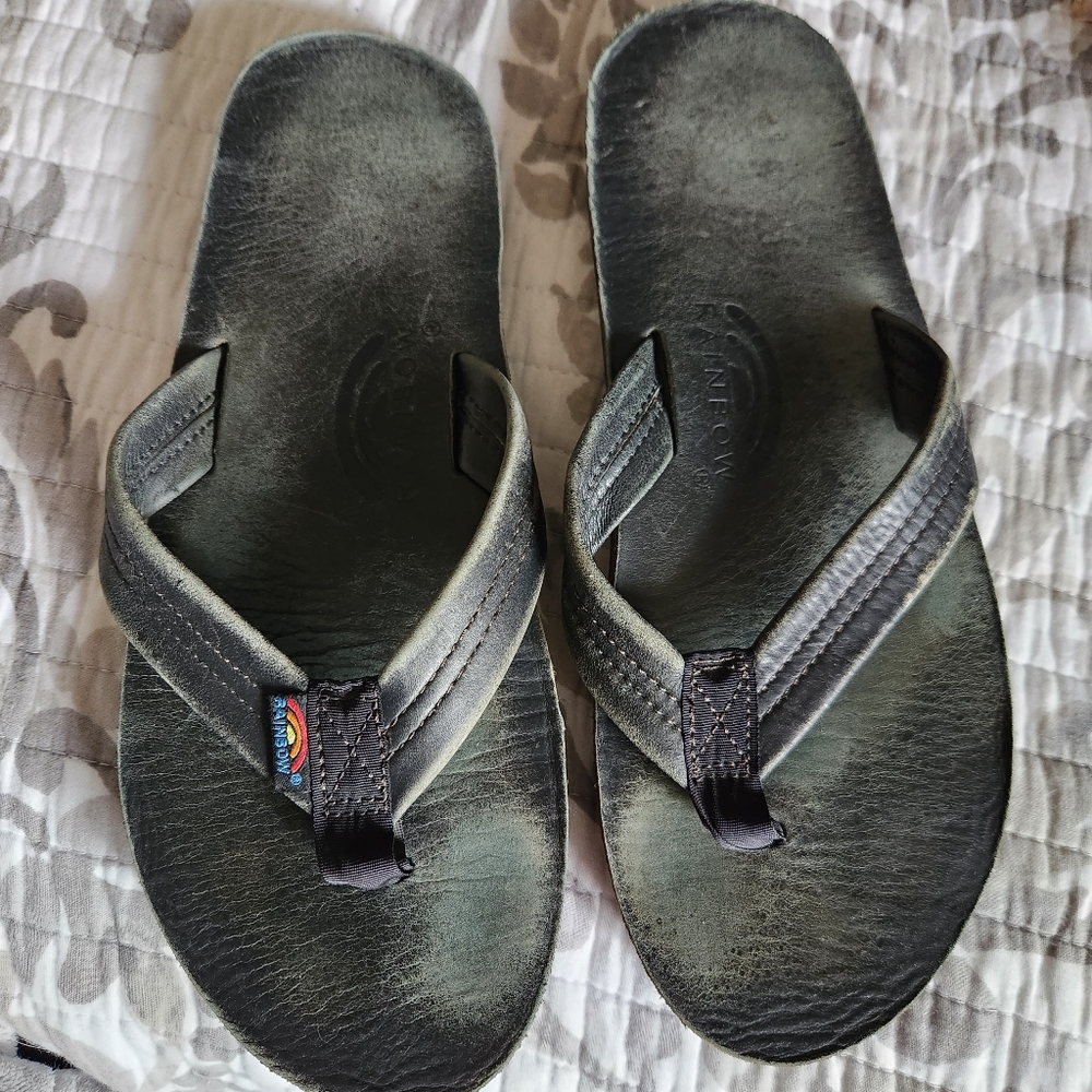 Rainbow flip flops size L